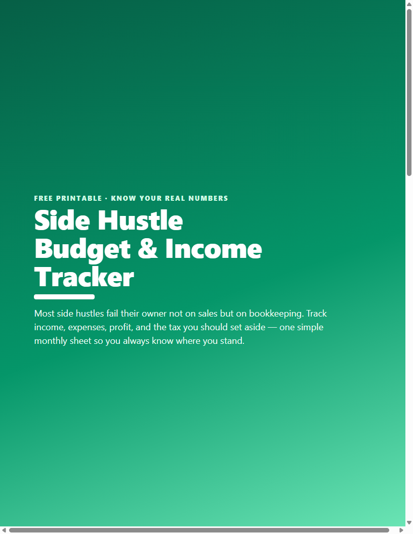 Side Hustle Budget & Income Tracker cover