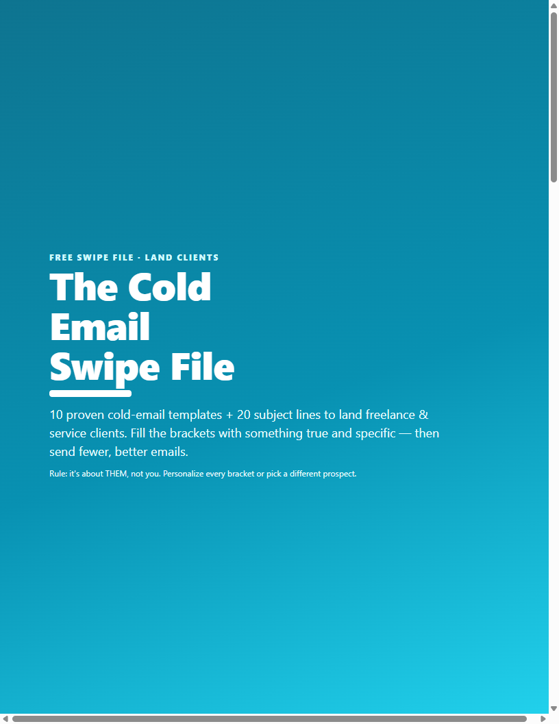 The Cold Email Swipe File cover