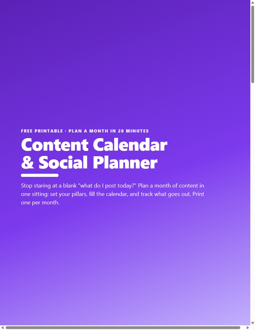 Content Calendar & Social Planner cover