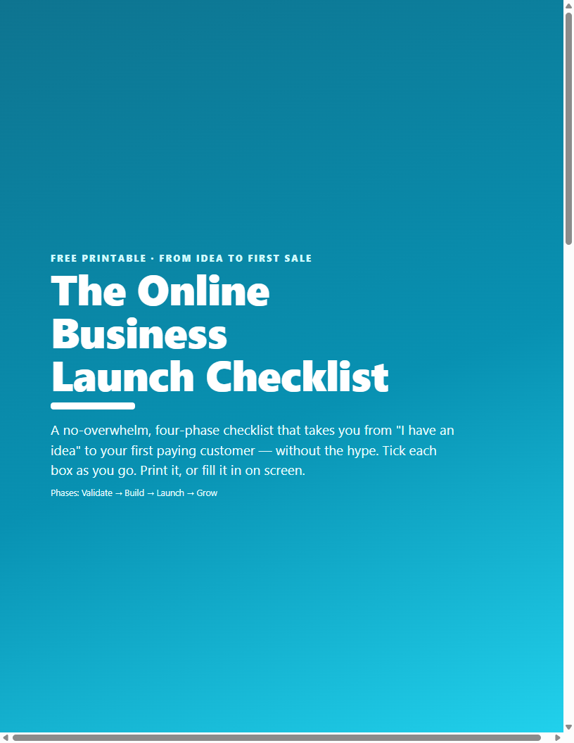 The Online Business Launch Checklist cover