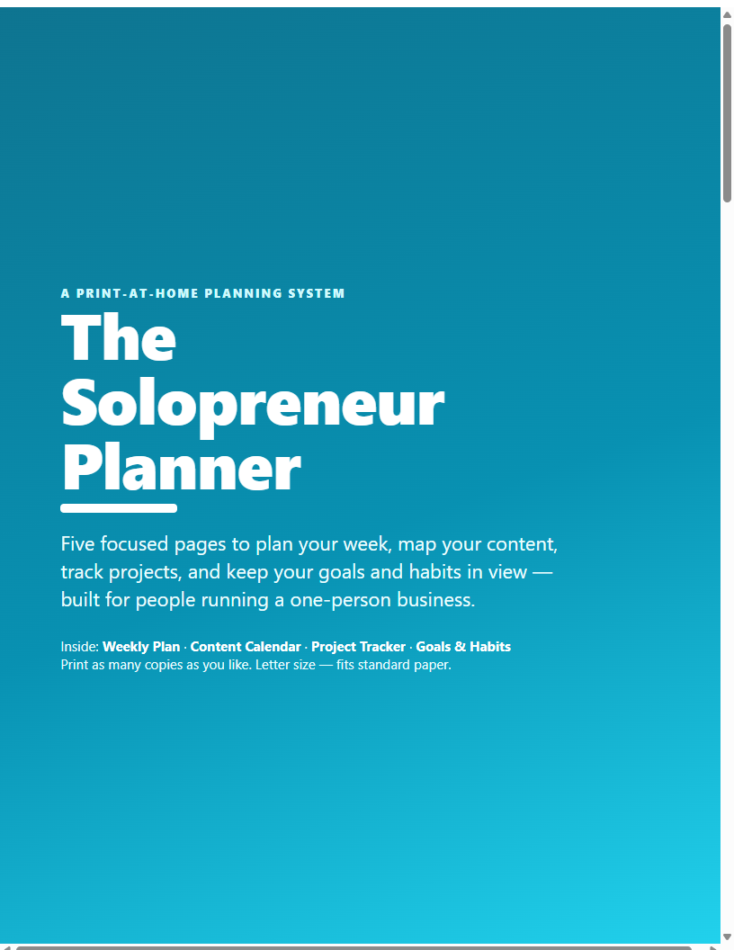 The Solopreneur Planner cover